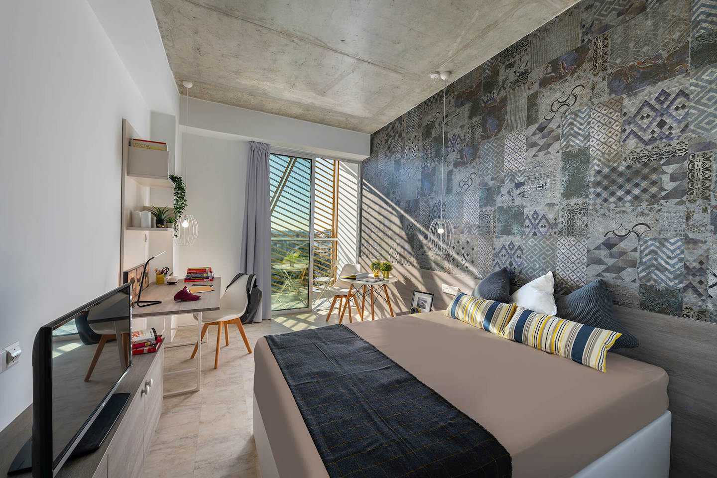 Zimmer im Studentenwohnheim für Medizinstudierende an der University of Nicosia auf Zypern.