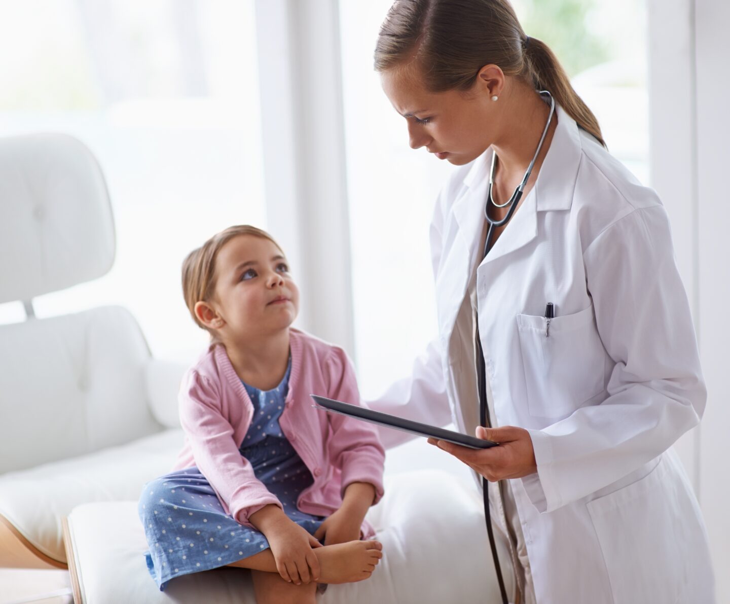Pediatrician,,Child,And,Tablet,At,Pediatric,Hospital,For,Health,Examination,